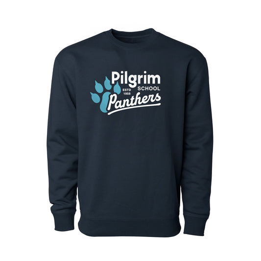 Pilgrim Panthers Logo Adult Crewneck Sweatshirt (Navy)