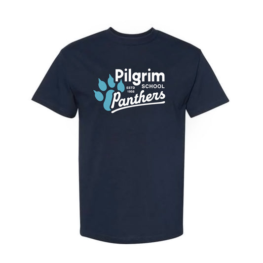 Pilgrim Panthers Logo Adult Tee (Navy)