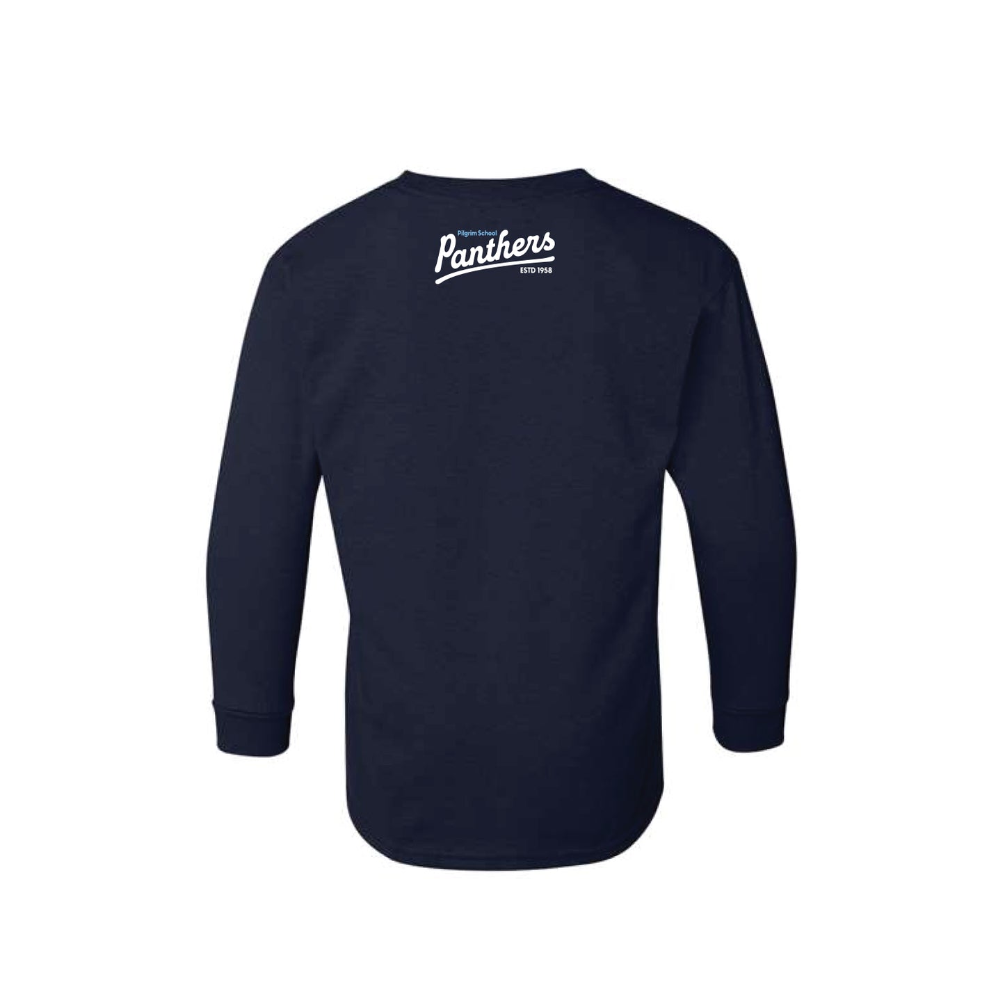 Pilgrim Panthers Logo Youth LS Tee (Navy)