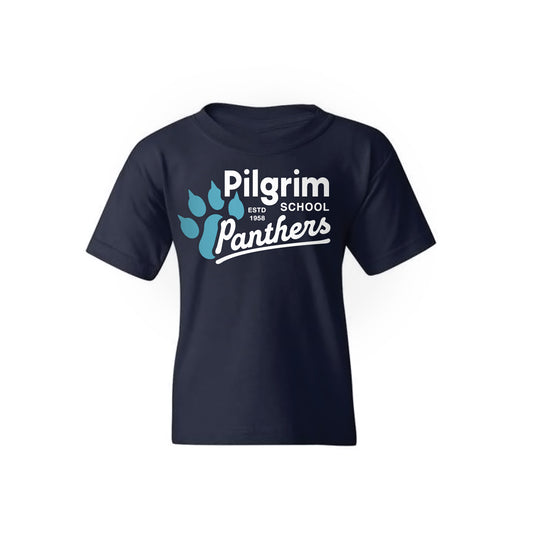 Pilgrim Panthers Logo Youth Tee (Navy)