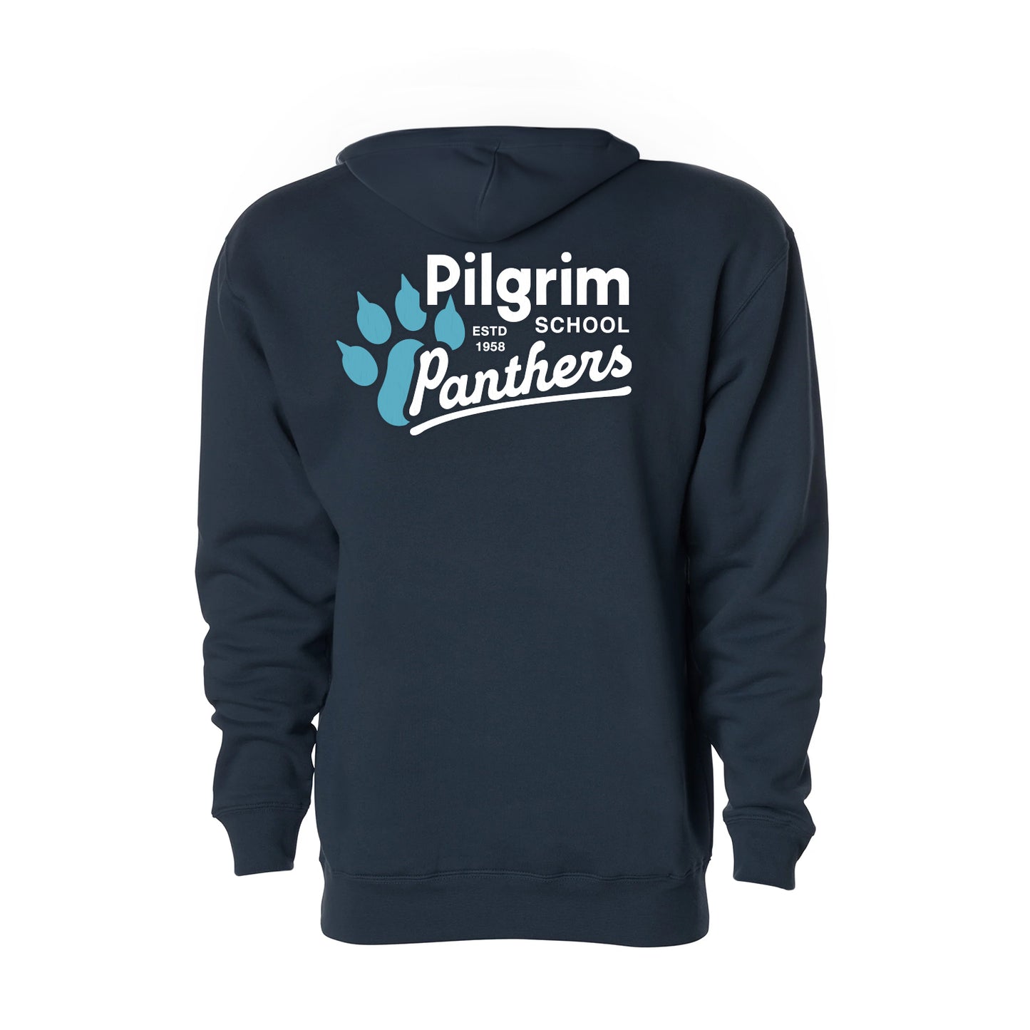 Pilgrim Panthers Logo Adult Zip Hoodie (Navy)