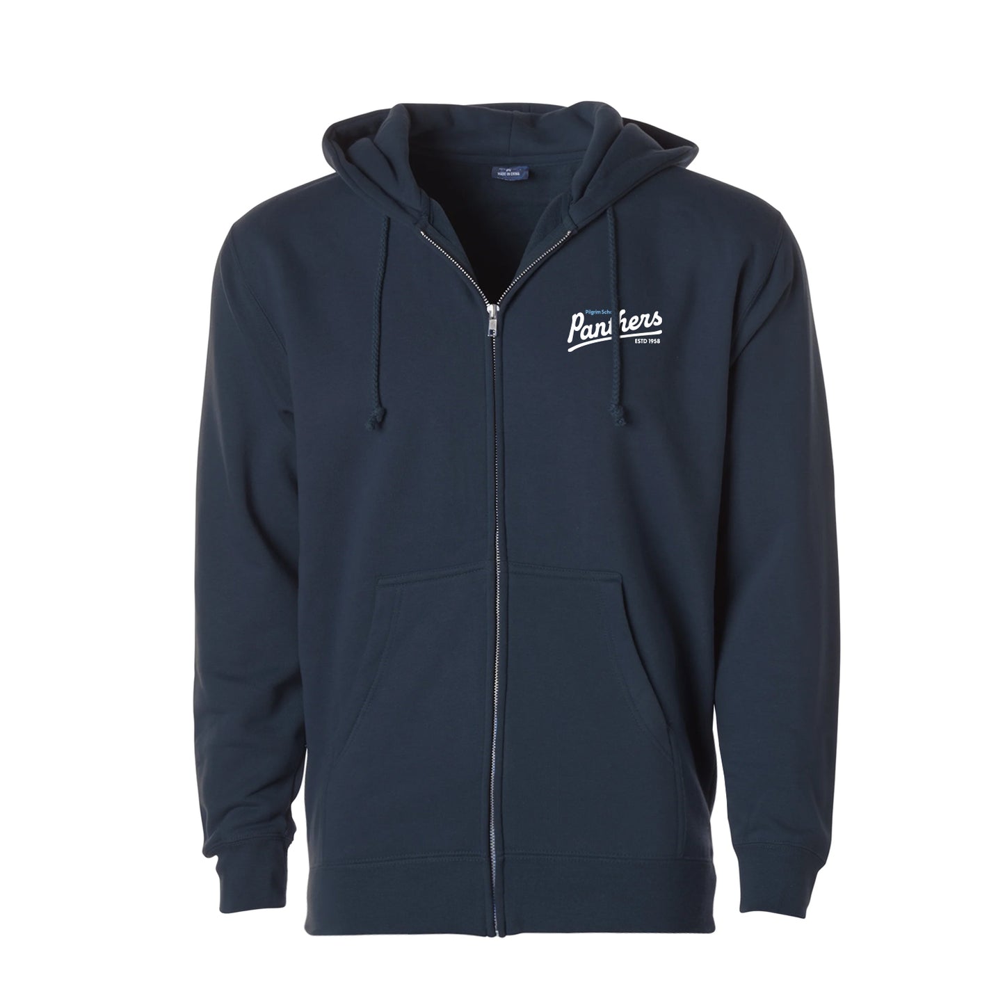 Pilgrim Panthers Logo Adult Zip Hoodie (Navy)